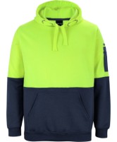 Hi Vis Pull Over Hoodie - Lime/Navy  | PD-6HVPH LHB E-1091 